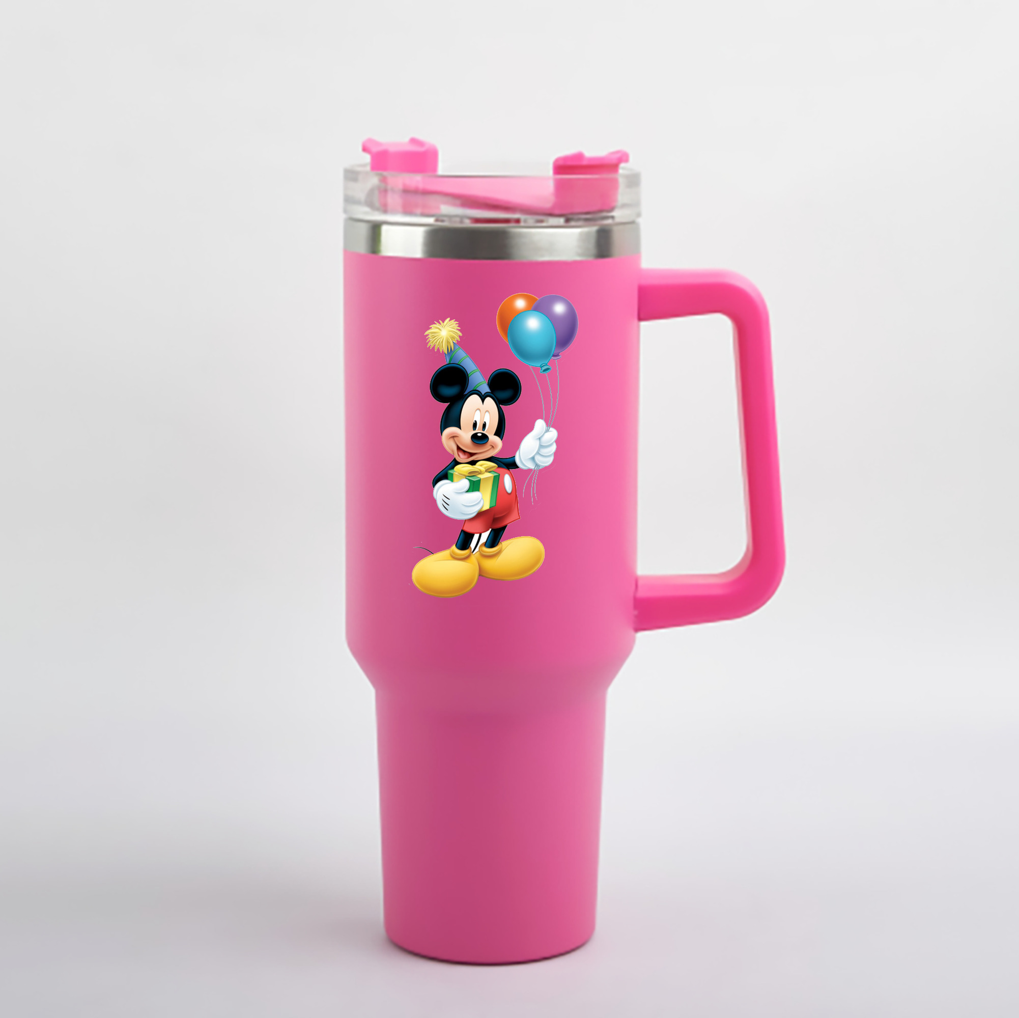 （画像用） ミッキーマウス Mickey Mouse 1200mL車用タンブラー - クリスタルステッカー（プラスチックストロー付き）
